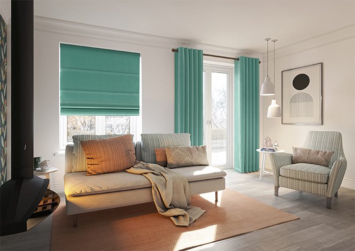 Akoya Faux Silk, Lustre Emerald Green - Twist&Fit Roman Blind - Image 6